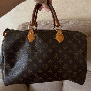 Louis Vuitton Monogram Canvas Speedy Handbag in Brown